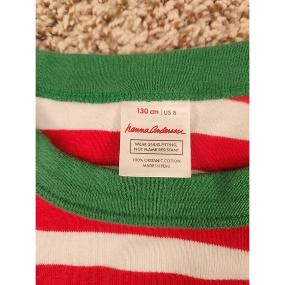 HANNA ANDERSSON Christmas Stripes Pajama Set Kids 130 US Size 8 Organic Cotton - Picture 4 of 9